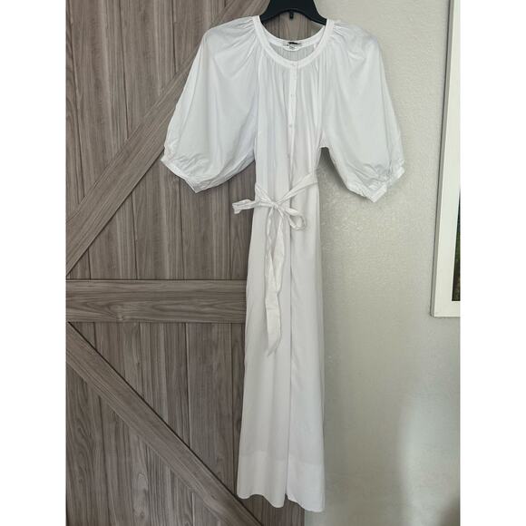 NWT Madewell large Tie waist button front midi dress in poplin - Picture 4 of 12